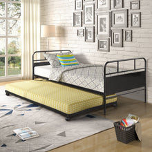 Load image into Gallery viewer, Twin Size Daybed Platform Bed Frame With Trundle Built In Casters - Black
