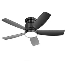 Load image into Gallery viewer, Flush Mount Ceiling Fan With 18W LED Light And Remote Control Blades - Black
