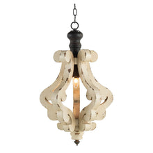Load image into Gallery viewer, Farmhouse Chandeliar Distressed Pendant French Country Wood Chandelier For Living Room Foyer, Bulb Not Included - Antique Cream
