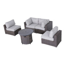 Load image into Gallery viewer, Wicker Outdoor Lounge Set With Cushions And Fire Pit
