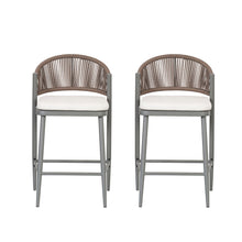 Load image into Gallery viewer, Outdoor 26" Counter Height Metal Frame Counter Stools With Scallop Shaped Backrest &amp; Water Resistant Cushions
