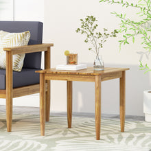 Load image into Gallery viewer, Outdoor Square Side Table With Slatted Top And Wood Frame - Teak
