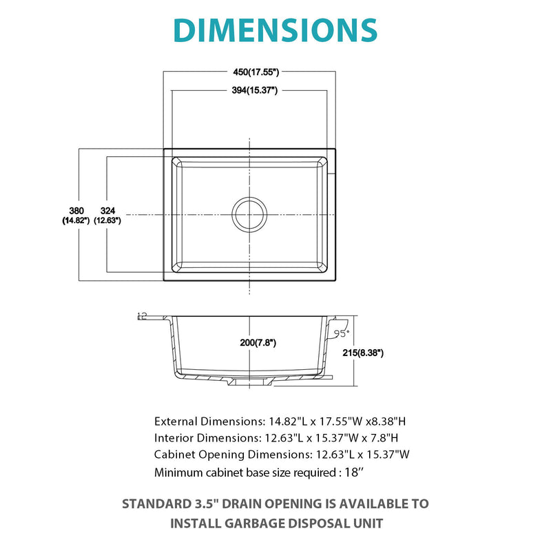 Quartz Composite Undermount Single Bowl Kitchen Sink