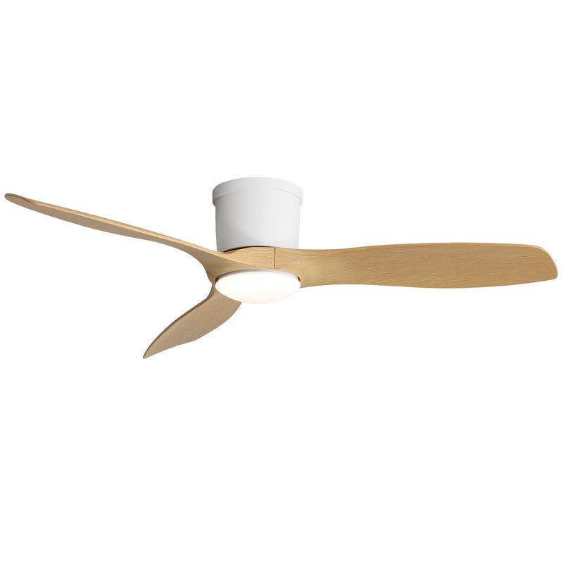 52" Smart Ceiling Fan With Light, 3 Blades DC Motor, Reversible Function - Matte White