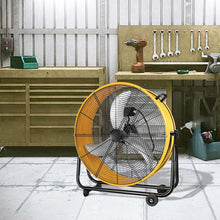 Load image into Gallery viewer, 3 Speed Heavy Duty Metal Industrial Drum Fan, Air Circulation - Yellow
