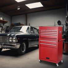 Load image into Gallery viewer, 8 Drawer Rolling Tool Chest With 2 In 1 Detachable Top Box, Lockable Wheels
