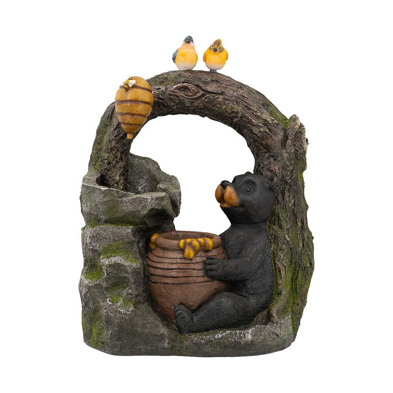 Decorative 2 Tiered Water Fountain With Woodland Animal Design, Outdoor Fountain With Light And Pump - Multi