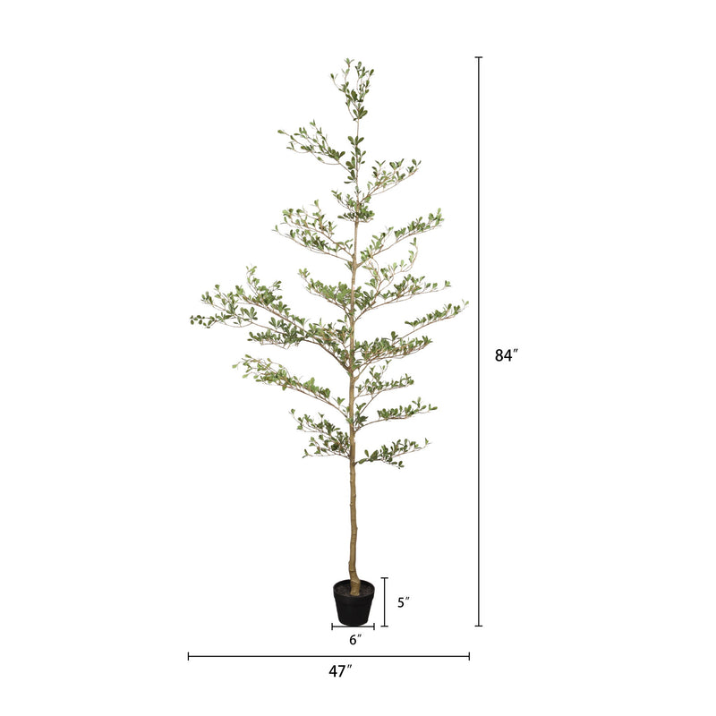 7Ft Artificial Olive Tree With Pot, Realistic Tall Fake Plant For Indoor Decoration - Green Leaves