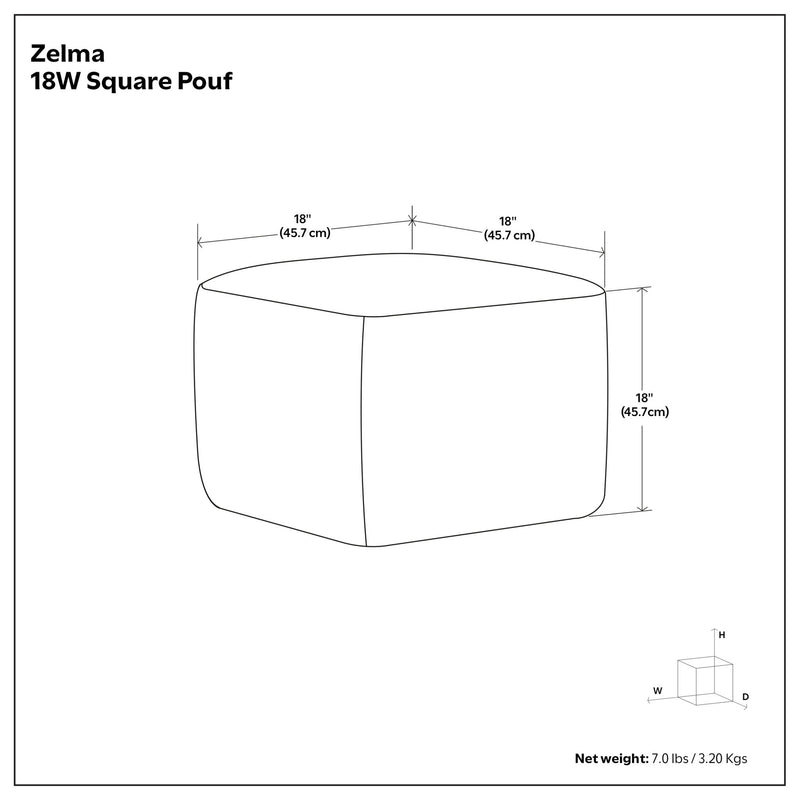 Zelma - Square Woven Outdoor / Indoor Pouf - Silver