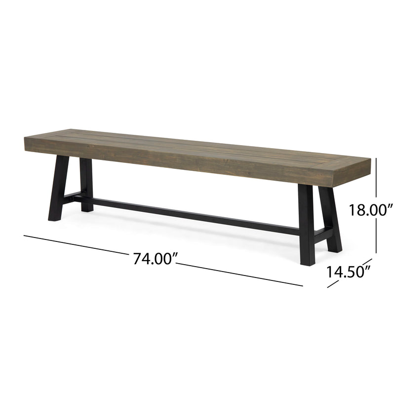 Outdoor Patio Bench - Gray / Black