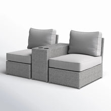 Load image into Gallery viewer, 2 Person Wicker Conversation Set With Cushions, Weather Resistant
