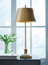 Load image into Gallery viewer, Fritzburn - Metal Table Lamp - Gold Finish / White
