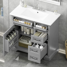 Load image into Gallery viewer, 36" Bathroom Vanity With Sink, 2 Tip-Out Drawers, Soft Close Hinges
