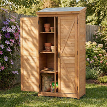 Load image into Gallery viewer, Outdoor Storage Shed With Vertical Tool Cabinet For Backyard
