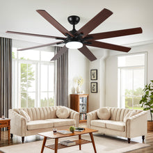 Load image into Gallery viewer, Large Ceiling Fans With Lights And Remote, Indoor / Outdoor Modern Ceiling Fan For Kitchen Living Room Patio, 6 Speed Reversible Quiet DC Motor, Dual Finish 8 Blades - Black
