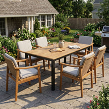 Load image into Gallery viewer, 7 Piece Outdoor Patio Dining Set With &amp; 6 Arm Chairs
