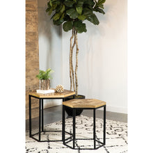 Load image into Gallery viewer, 2 Piece Nesting Table With Hexagon Base - Brown
