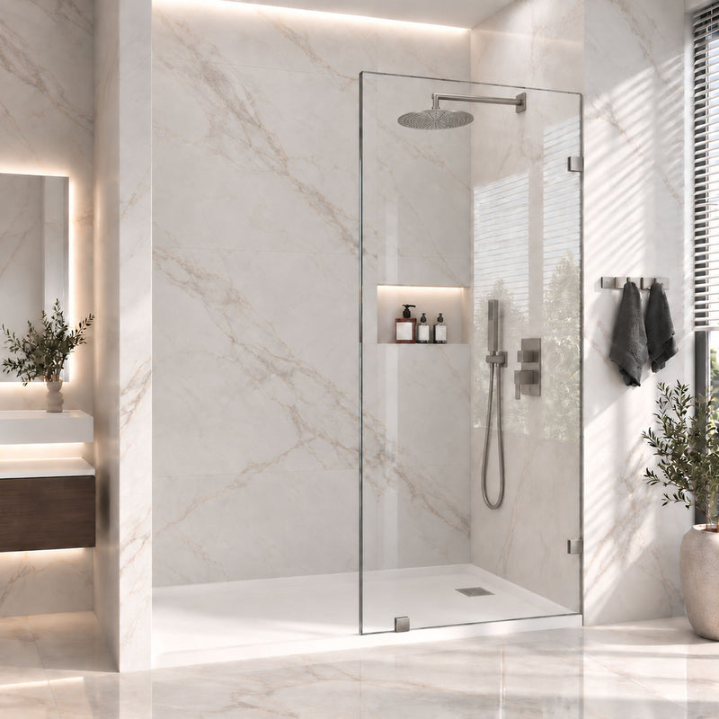 Frameless Bathtub Shower Screen, Reversible Installation