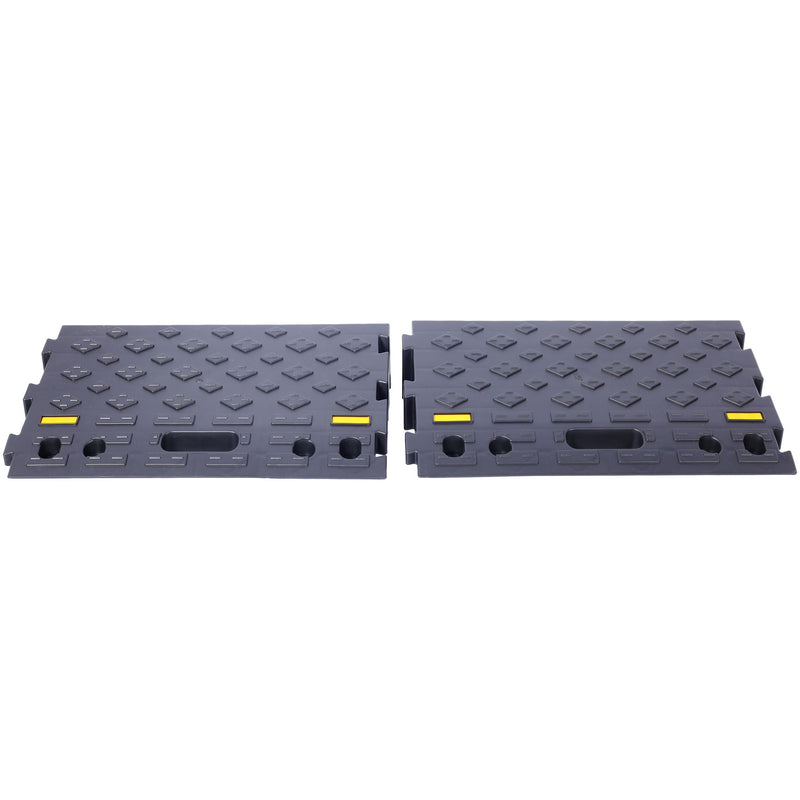 Heavy Duty Plastic 4" High Portable Automotive Curb Ramp For Cars & Wheelchairs Interlocking Design - Black