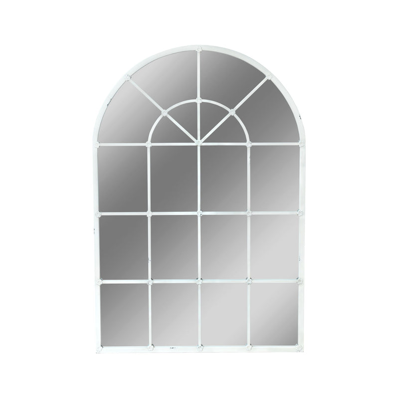 Handmade Arched Mirror, Windows Design For Entryway - White