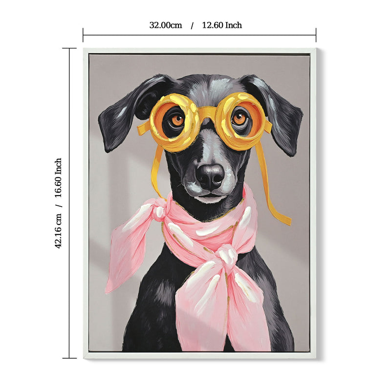 Vacation Day Puppy Wall Decor, Graphic Art Print On Wrapped Canvas - Pink / Black