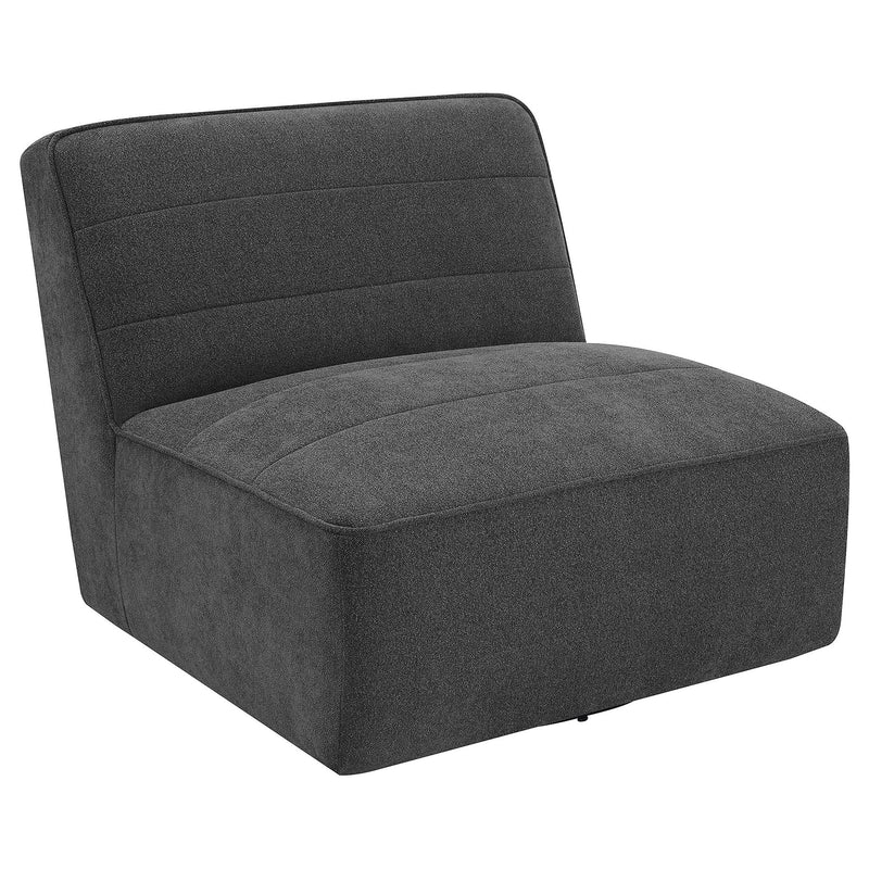 Manhattan - Swivel Tufted Chair Armless Accent Chair, 360 Degree Swivel Base - Charcoal