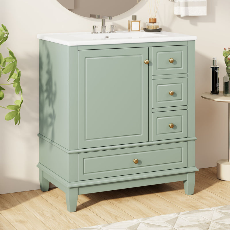 Freestanding Bathroom Vanity With Sink, Soft Close Door, 3 Drawers