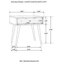 Load image into Gallery viewer, Gibson - Coffee 1 Drawer Rectangular Side Table With Angled Legs - Coffee

