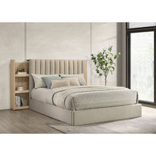 Load image into Gallery viewer, Merritt - Queen Bookcase Storage Bed With Tufted Headboard - Light Oak / Light Tan
