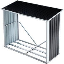 Load image into Gallery viewer, Log Storage Shed, Log Holder With Roof, Log Storage Shed, Firewood Rack For Backyard Garden Patio Porch, Anthracite Galvanized Steel - Black
