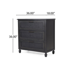 Load image into Gallery viewer, Newell - Cane 3 Drawer Dresser - Dark Gray
