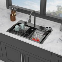 Load image into Gallery viewer, Drop In Waterfall Kitchen Sink With Pull Out Faucet &amp; Cup Washer

