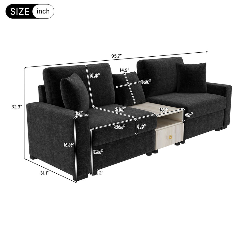 Modular Sofa Couch With Storage Armrest And Center Console