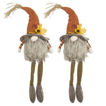 Load image into Gallery viewer, Sitting Gnome With Maple Leaf On Hat, For Holiday Harvest Festival Fall Festival &amp; Thanksgiving Table Decorations (Set of 2) - Orange Multi
