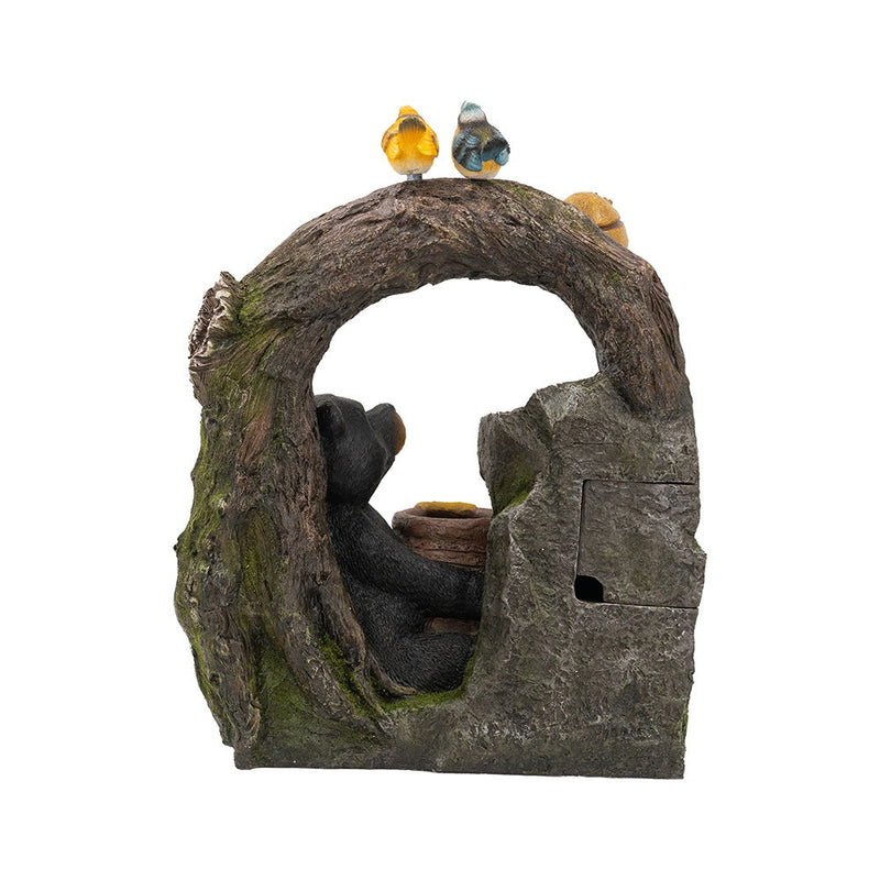 Decorative 2 Tiered Water Fountain With Woodland Animal Design, Outdoor Fountain With Light And Pump - Multi