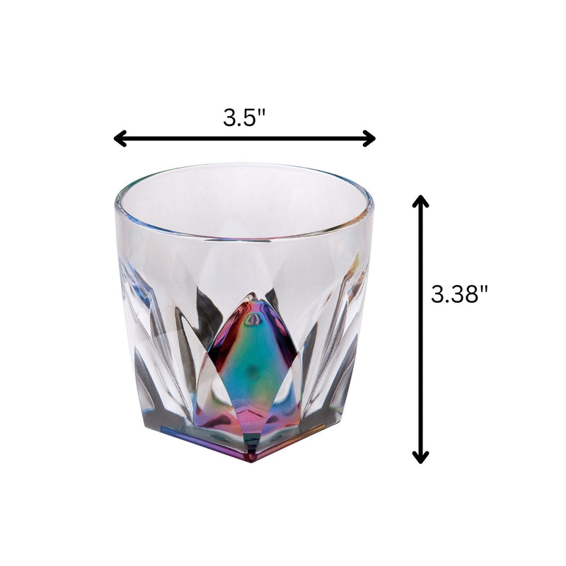 Leading Ware Rainbow Diamond Acrylic Glasses Drinking (Set of 4) Dof 9Oz Bpa Free Plastic Cocktail Glasses - Clear