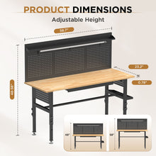 Load image into Gallery viewer, Adjustable Height Workbench, Includes Drawers, Power Outlet, LED Light, Wheels Or Leveling Feet - Black

