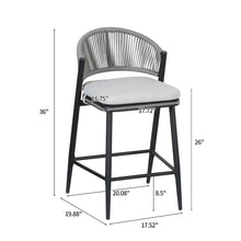Load image into Gallery viewer, Outdoor 26" Counter Height Metal Frame Counter Stools With Scallop Shaped Backrest &amp; Water Resistant Cushions

