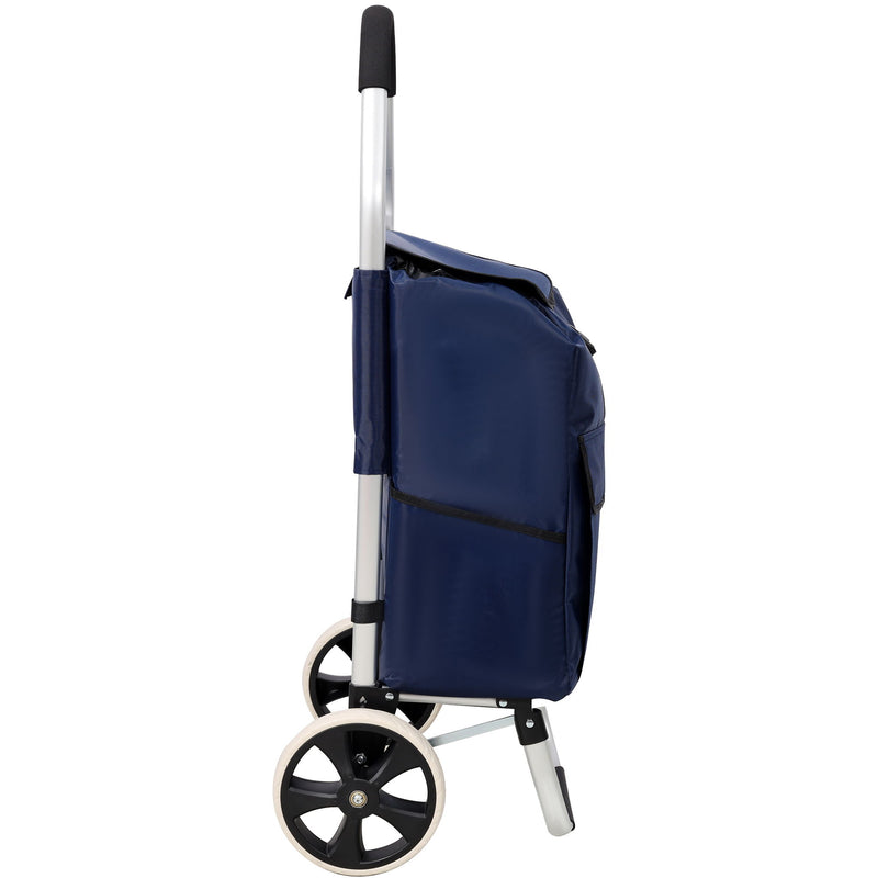 Foldable Shopping Trolley With Wheels And Waterproof Bag - Blue