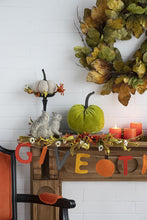 Load image into Gallery viewer, Velvet Weighted Pumpkin With Resin Stem Apple, Pumpkin Ornament Decor For Holiday Harvest Festival Fall Festival &amp; Thanksgiving (Set of 2) - Green
