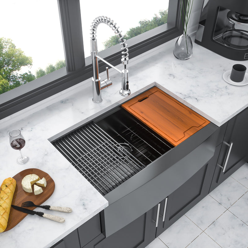 Farmhouse Kitchen Sink Workstation, Apron Front