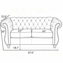 Load image into Gallery viewer, Chesterfield Button Tufted Loveseat With Rolled Arms
