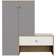 Load image into Gallery viewer, Modern Multi Functional Shoe Storage Bench &amp; Cabinets With Adjustable Shelves - Gray / Natural Wood / White

