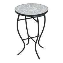 Load image into Gallery viewer, Outdoor Round Side Table With Mosaic Style Top And Curved Iron Legs
