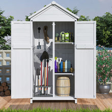 Load image into Gallery viewer, Storage Shed With Double Doors For Outdoor Garden Tool Organization - White

