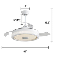 Load image into Gallery viewer, Invisible Ceiling Fan With Remote Control And 36W LED Light, 120V DC Motor, 3 Blades - White
