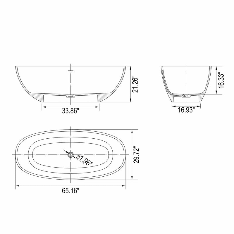 Freestanding Bathroom Bathtub With Ergonomic Design