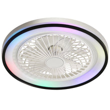 Load image into Gallery viewer, RGB Dimmable LED Enclosed Ceiling Fan With Light Flush Mount Bladeless, 6 Speed, Remote Control - White
