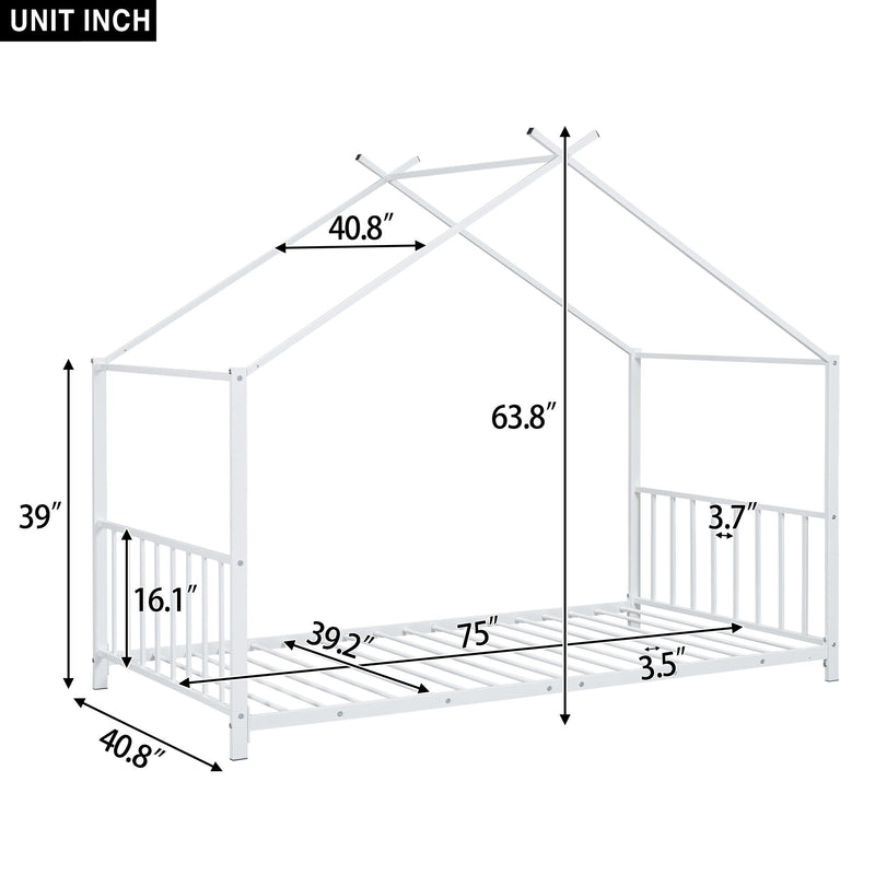 Metal House Platform Bed With Modern Design And Durable Frame