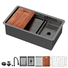 Load image into Gallery viewer, Undermount Stainless Steel Kitchen Sink With Pull Down Faucet &amp; Ledge Workstation
